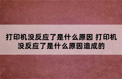 打印机没反应了是什么原因 打印机没反应了是什么原因造成的